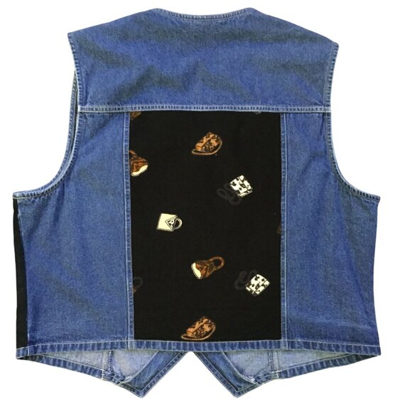 Stonebridge Denim Vest Womens XL Purse Print Western Button Front Used - Picture 13 of 16